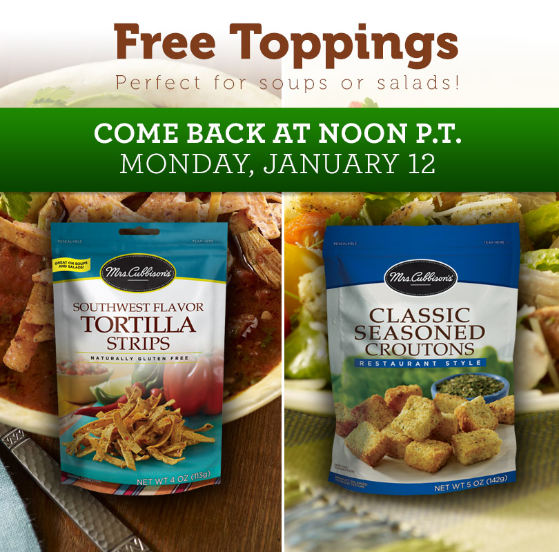 Free Mrs. Cubbison’s Product Starting Monday 1/12