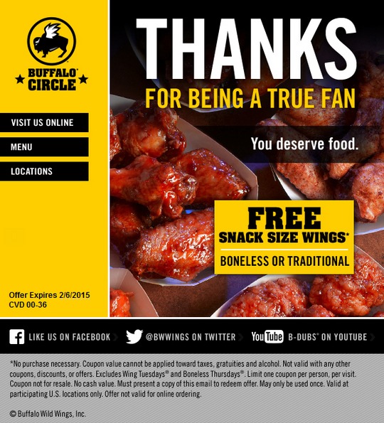 Free Snack Size Wings at Wild - SweetFreeStuff.com
